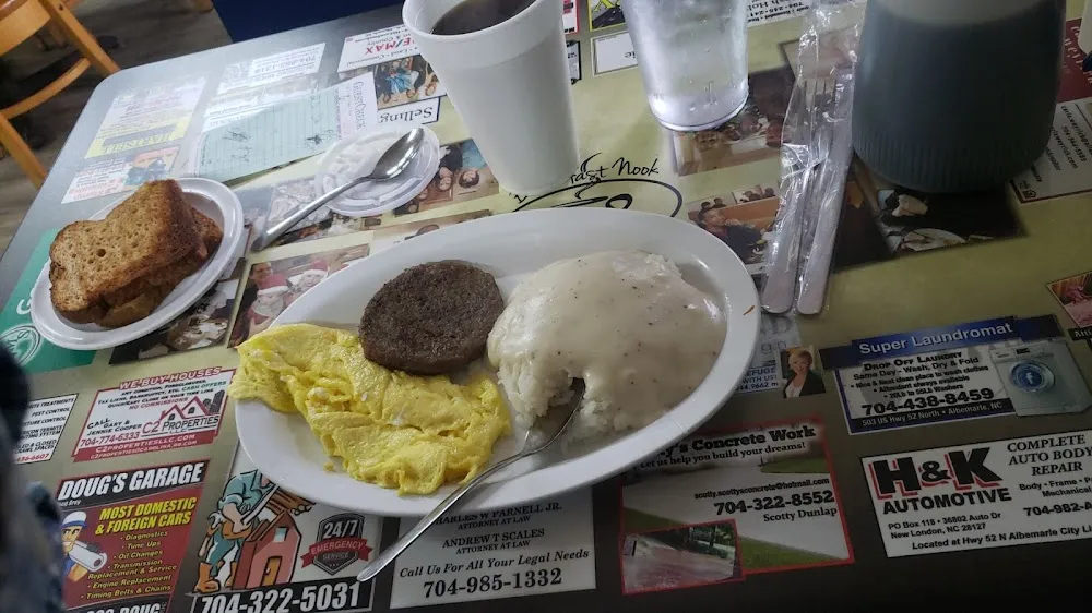 Scrambled Eggs Sausage Rice and Gravy